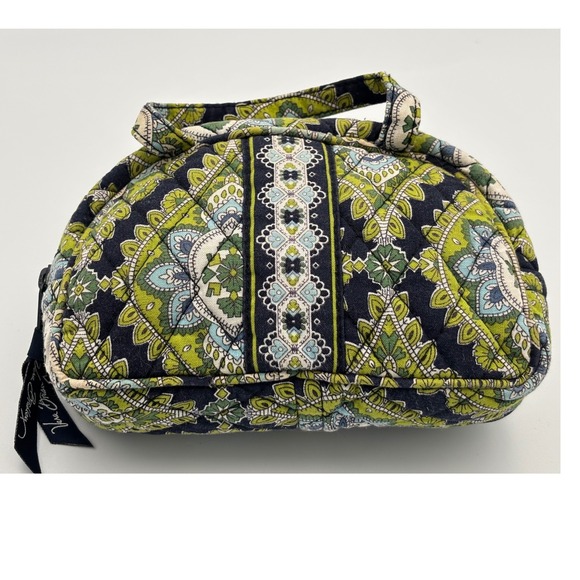 Vera Bradley Provencal Mini Bowler Bag Retired Quilted Green Blue Small Satchel - Picture 1 of 5